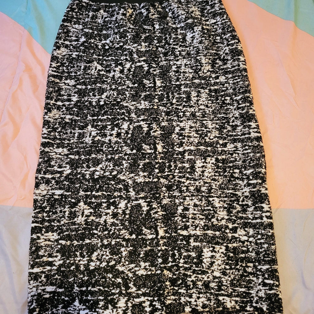 Textured Black and White Pencil Skirt Stretch Fabric.